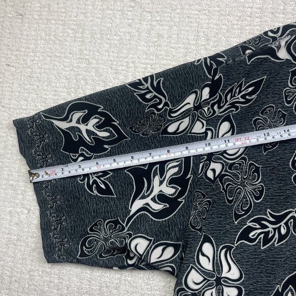 Y2K 725 Originals Mens L Hawaiian Tribal Print Button up Shirt Grey / Black - Picture 10 of 15